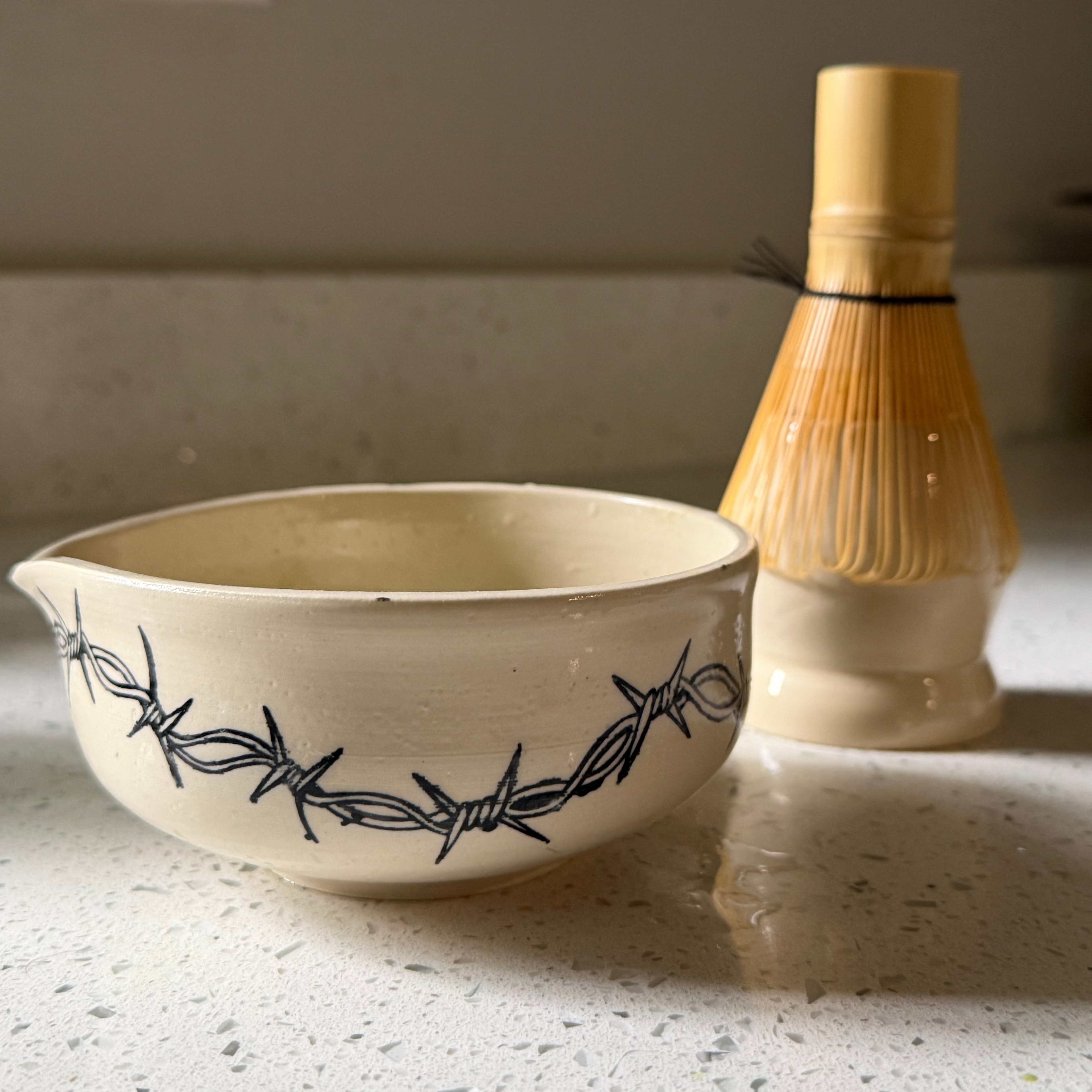 Barbed Wire Matcha Bowl and Chasen